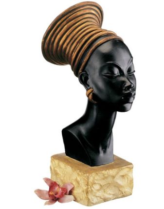 Regal Nubian Queen African Sculptural Bust  