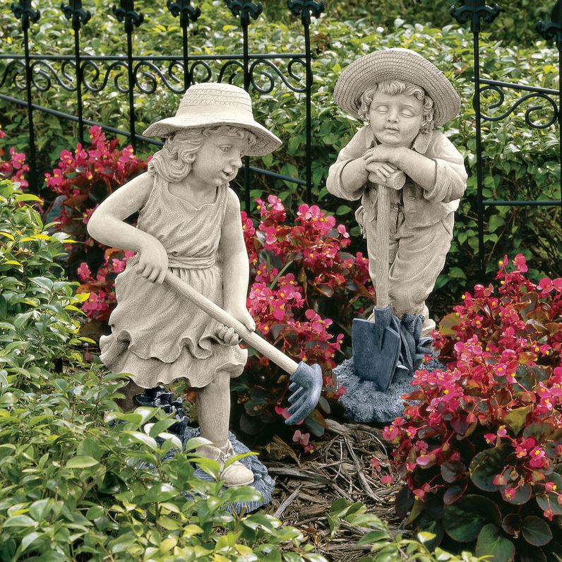 Classic Little Boy Sleeping & Girl Working Children Gardener Home